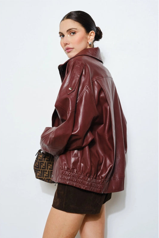 Lauren Faux Leather Bomber