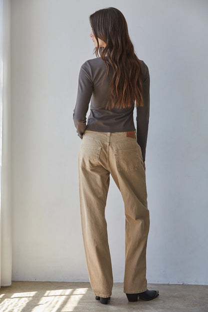 boat neck long sleeve shirt made with cotton