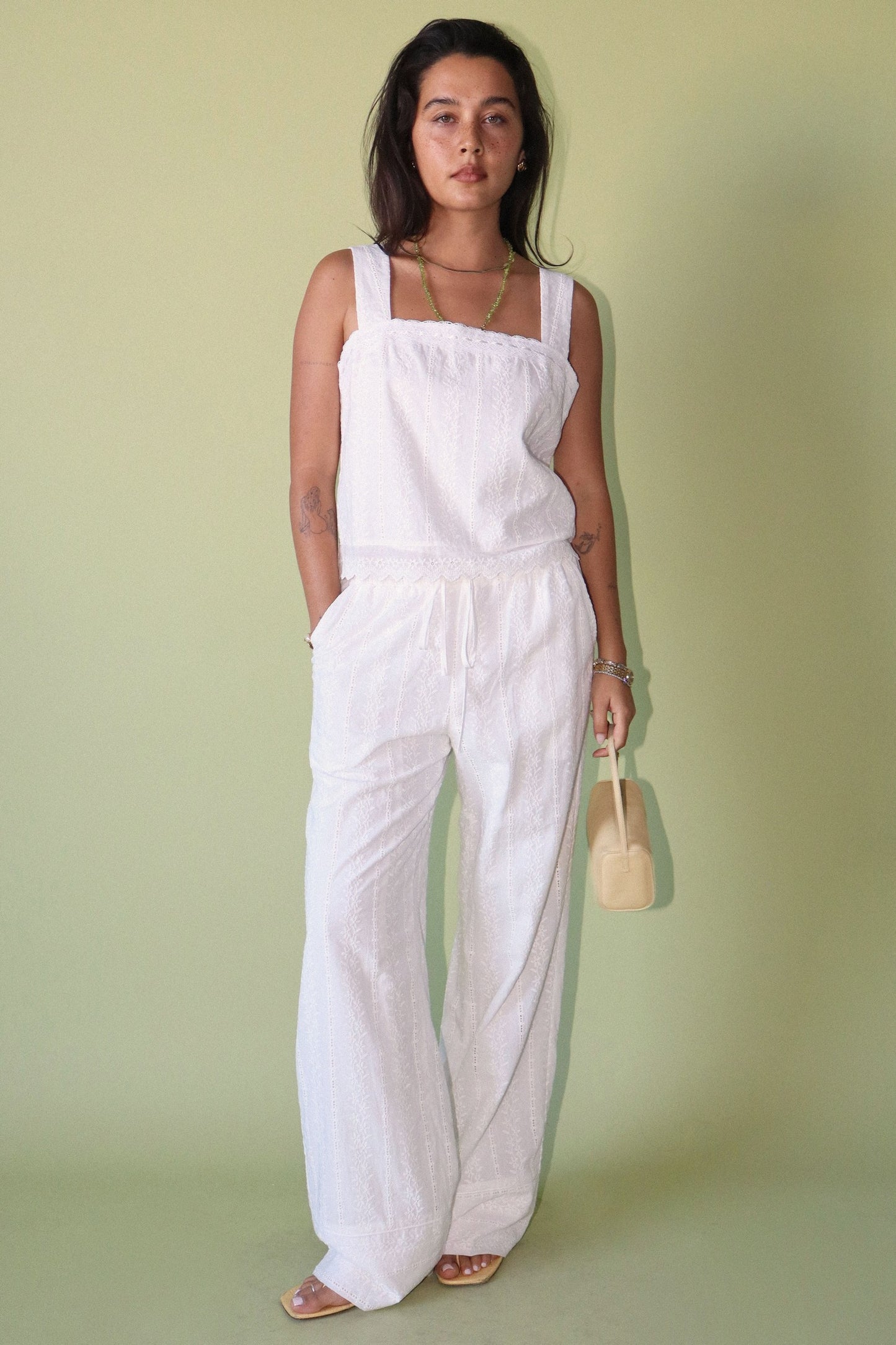 Broderie Wide Leg Pant