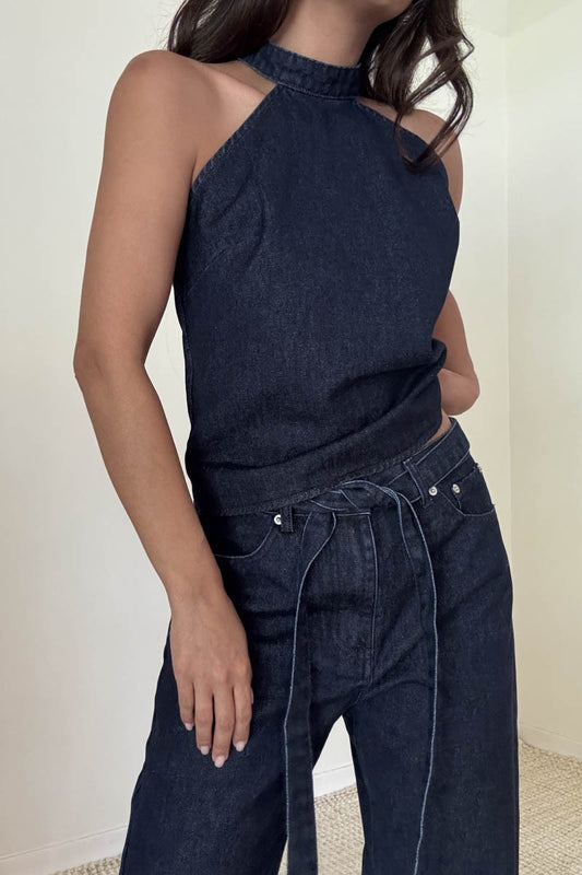 Indigo Halter Top