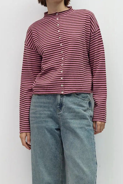 button down cardigan with stripes