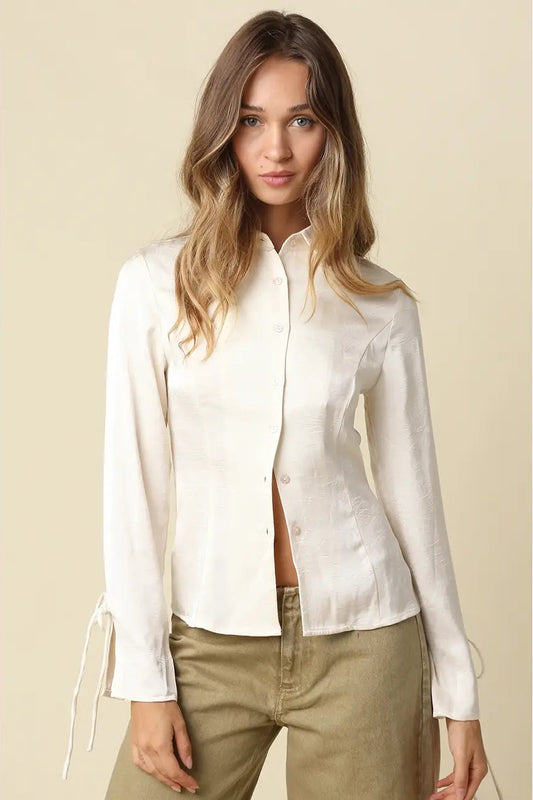 off-white tailored long-sleeve button-up shirt with side tie details