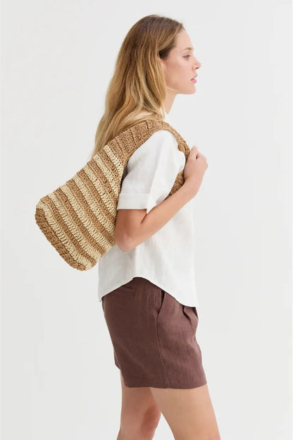 Erin Striped Weave Bag