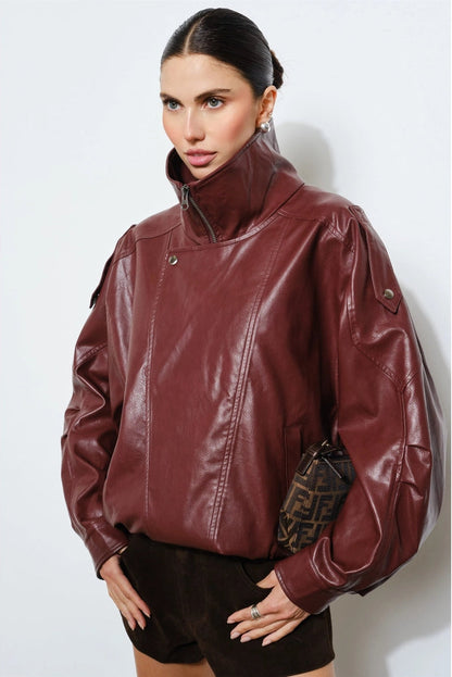 Lauren Faux Leather Bomber