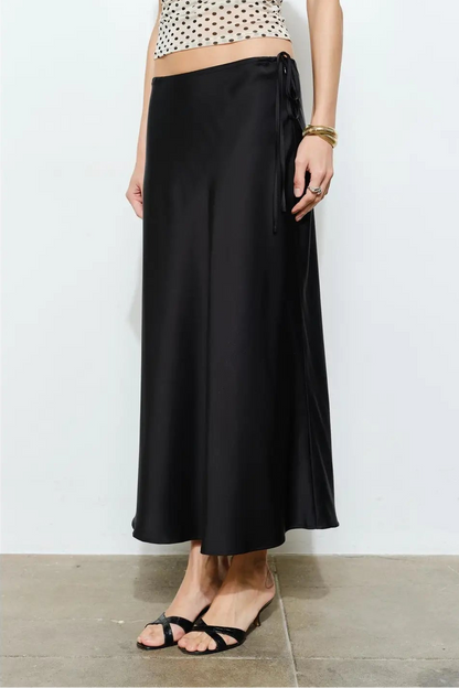 Onyx Side Tie Maxi Skirt