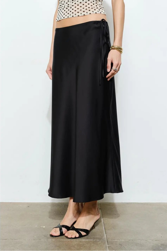 Onyx Side Tie Maxi Skirt