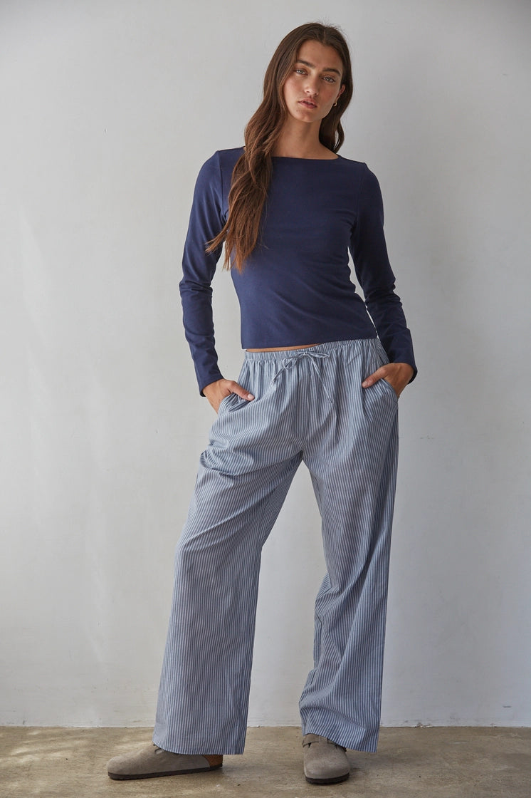 boat neck long sleeve shirt made with cotton