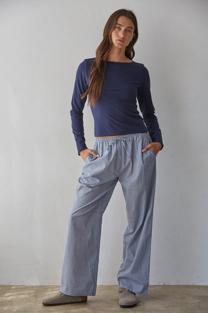 boat neck long sleeve shirt made with cotton