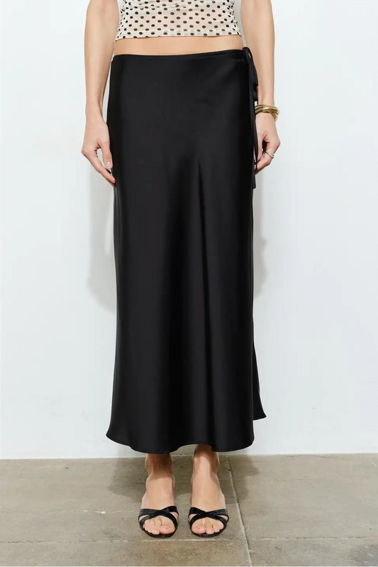Onyx Side Tie Maxi Skirt