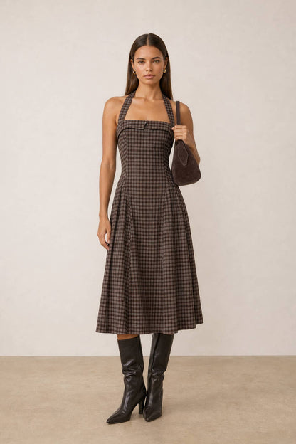 Moxie Plaid Midi Dress